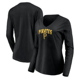 Pittsburgh Pirates Women's Cooperstown Collection Wahconah Long Sleeve V-Neck T-Shirt for sale