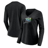 Tampa Bay Rays Women's Cooperstown Collection Wahconah Long Sleeve V-Neck T-Shirt Sale