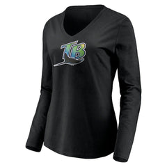 Tampa Bay Rays Women's Cooperstown Collection Wahconah Long Sleeve V-Neck T-Shirt Sale