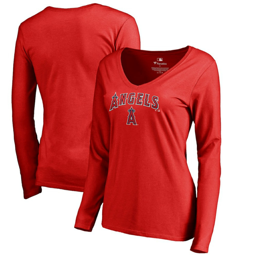 Los Angeles Angels Women's Team Lockup Slim Fit Long Sleeve V-Neck T-Shirt Lifestyle