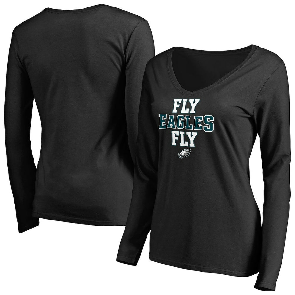 Philadelphia Eagles Women's Hometown Collection Fly Eagles Fly Long Sleeve T-Shirt Black - NFL