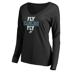 Philadelphia Eagles Women's Hometown Collection Fly Eagles Fly Long Sleeve T-Shirt Black - NFL