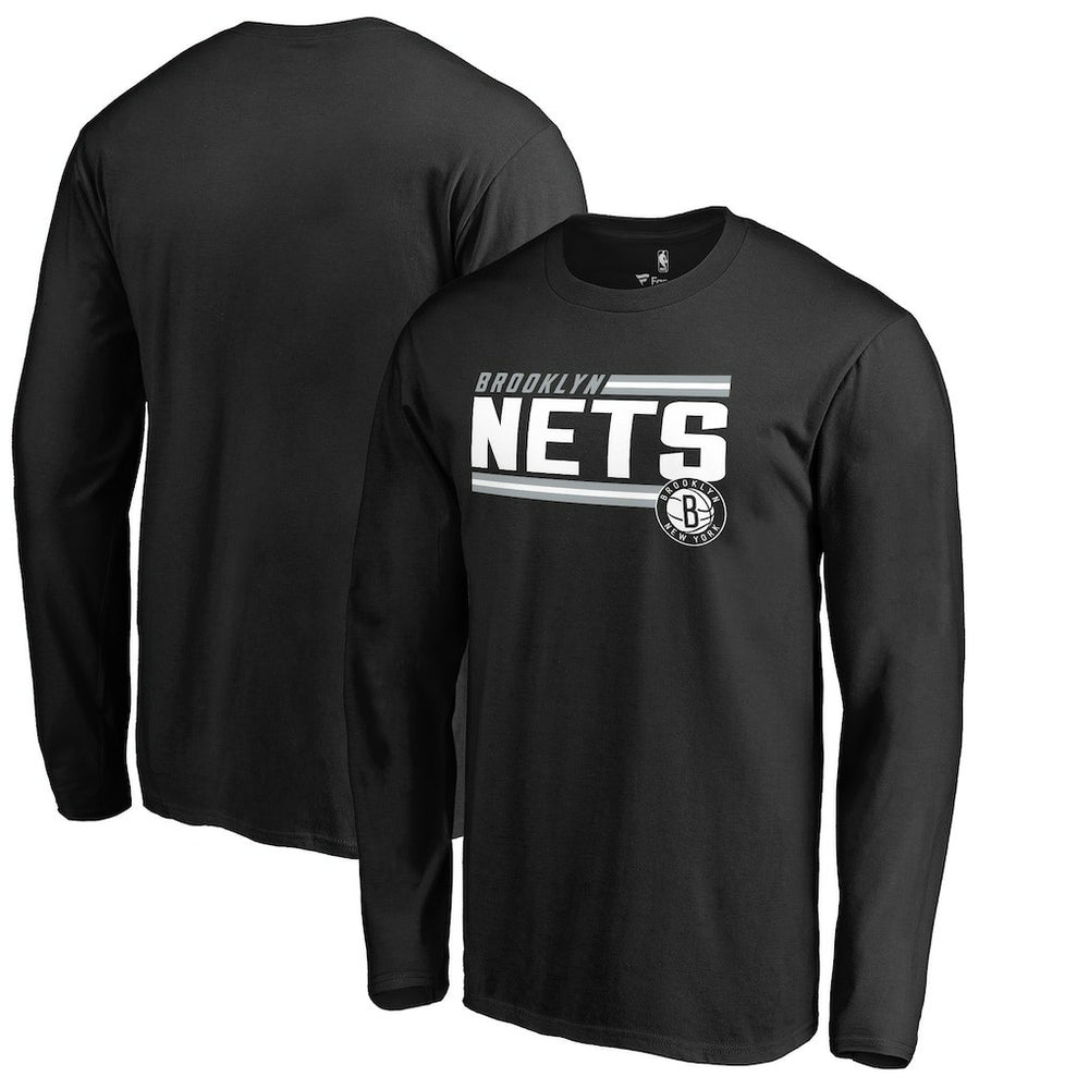 NBA - Brooklyn Nets Onside Stripe Long Sleeve T-Shirt - Black