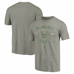 NBA - Milwaukee Bucks Team Heritage Tri-Blend T-Shirt - Gray