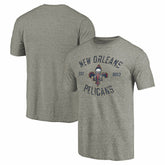 NBA - New Orleans Pelicans Team Heritage Tri-Blend T-Shirt - Gray