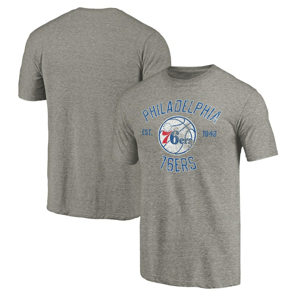 NBA - Philadelphia 76ers Team Heritage Tri-Blend T-Shirt - Gray