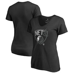 NBA - Brooklyn Nets Women's X-Ray Slim Fit V-Neck T-Shirt - Black