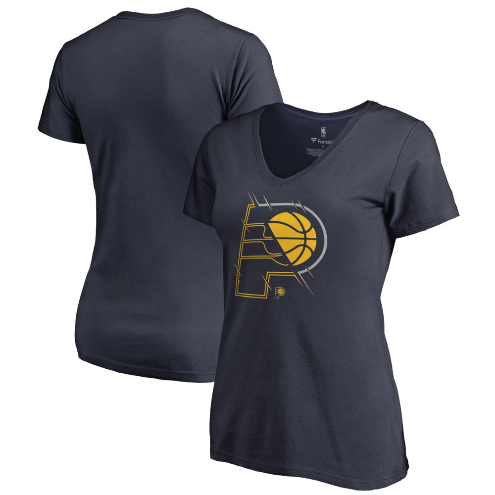 NBA - Indiana Pacers Women's X-Ray Slim Fit V-Neck T-Shirt - Navy