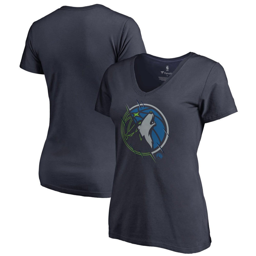 NBA - Minnesota Timberwolves Women's X-Ray Slim Fit V-Neck T-Shirt - Navy