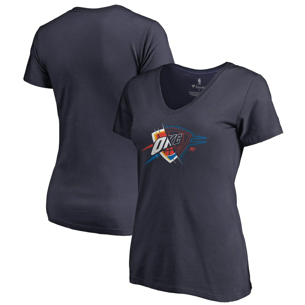 NBA - Oklahoma City Thunder Women's X-Ray Slim Fit V-Neck T-Shirt - Navy