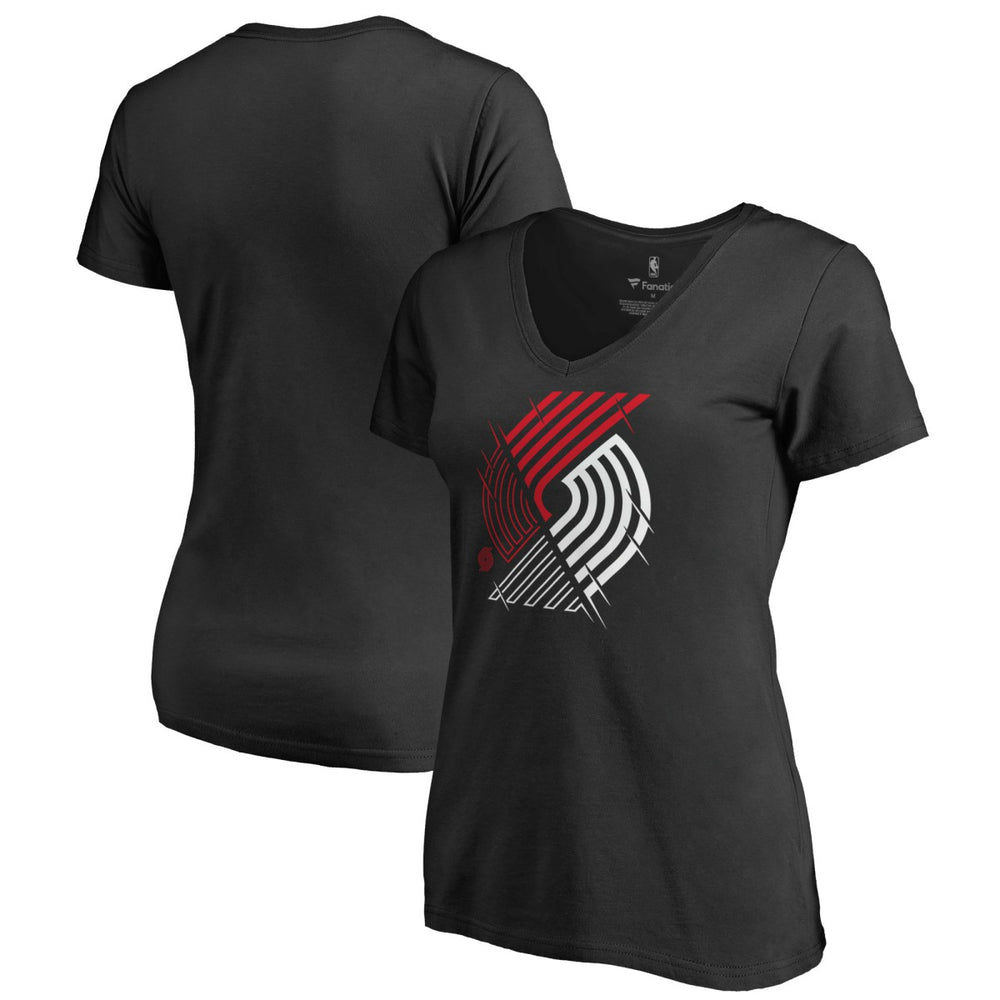 NBA - Portland Trail Blazers Women's X-Ray Slim Fit V-Neck T-Shirt - Black