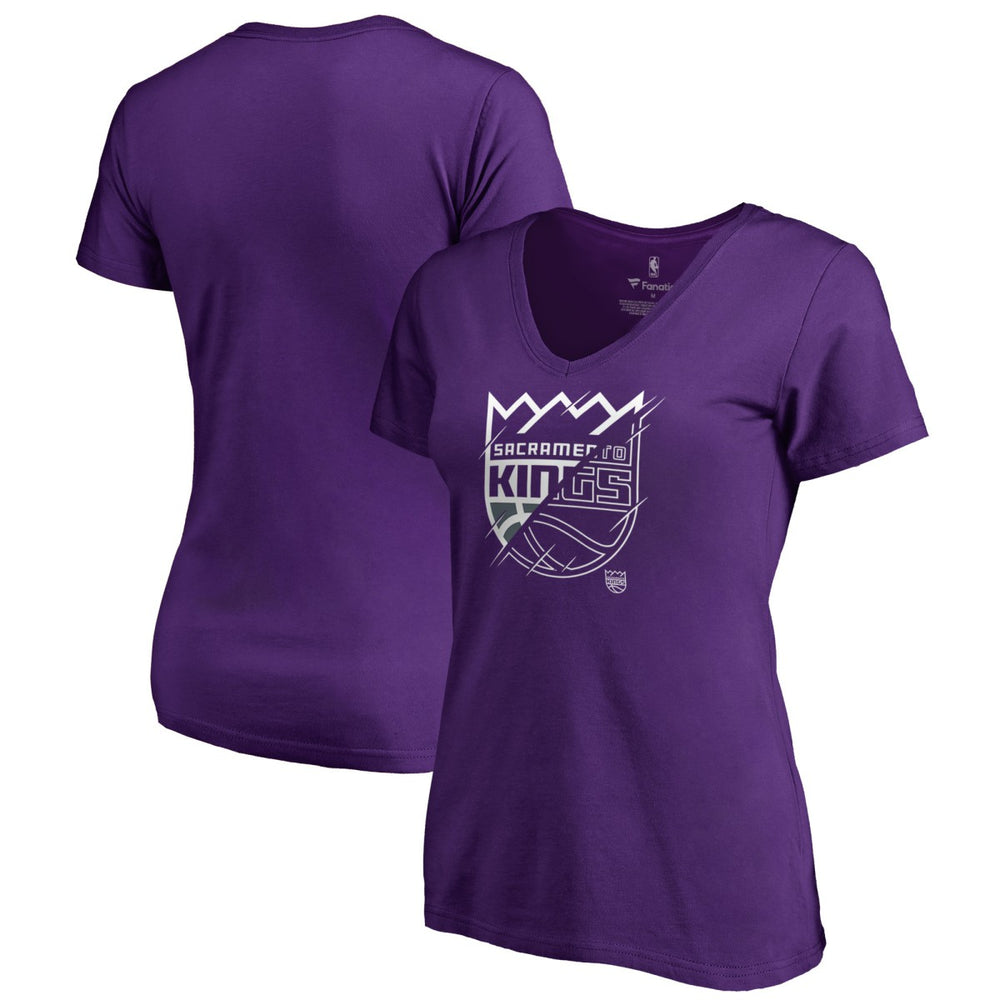 NBA - Sacramento Kings Women's X-Ray Slim Fit V-Neck T-Shirt - Purple