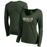 Minnesota Wild - Women's Iconic Collection Script Assist Long Sleeve V-Neck T-Shirt Green
