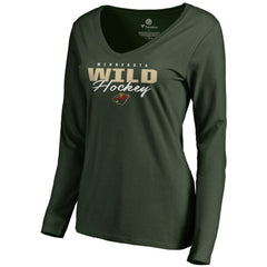 Minnesota Wild - Women's Iconic Collection Script Assist Long Sleeve V-Neck T-Shirt Green