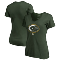 Green Bay Packers Women's X-Ray Slim Fit V-Neck T-Shirt Green - NFL
