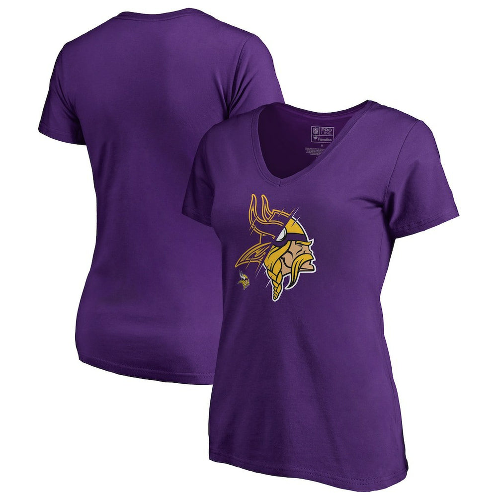 Minnesota Vikings Women's X-Ray Slim Fit V-Neck T-Shirt Purple - NFL
