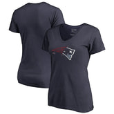 New England Patriots Women's X-Ray V-Neck T-Shirt Navy - NFL