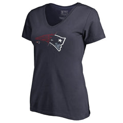 New England Patriots Women's X-Ray V-Neck T-Shirt Navy - NFL