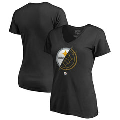 Pittsburgh Steelers Women's X-Ray Slim Fit V-Neck T-Shirt Black - NFL