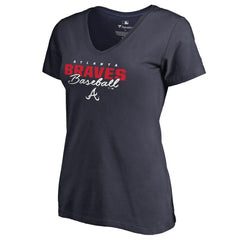 Atlanta Braves Women's Script Assist V-Neck T-Shirt Lifestyle
