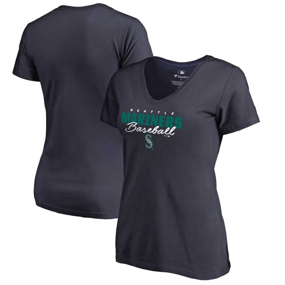 Seattle Mariners Women's Script Assist V-Neck T-Shirt Lifestyle