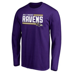 Baltimore Ravens Iconic Collection On Side Stripe Long Sleeve T-Shirt Purple - NFL