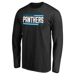 Carolina Panthers Iconic Collection On Side Stripe Long Sleeve T-Shirt Black - NFL