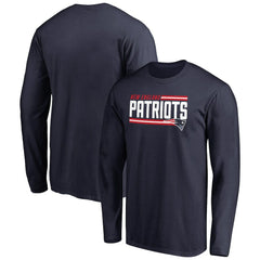 New England Patriots Iconic Collection On Side Stripe Long Sleeve T-Shirt Navy - NFL