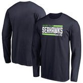 Seattle Seahawks Iconic Collection On Side Stripe Long Sleeve T-Shirt College Navy - NFL