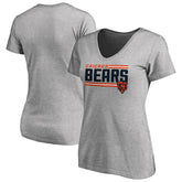 Chicago Bears Women's Iconic Collection On Side Stripe V-Neck T-Shirt Heather Gray - NFL
