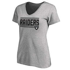 Las Vegas Raiders Women's Iconic Collection On Side Stripe V-Neck T-Shirt Heather Gray - NFL