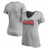 Tampa Bay Buccaneers Women's Iconic Collection On Side Stripe V-Neck T-Shirt Heather Gray - NFL