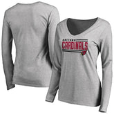 Arizona Cardinals Women's Iconic Collection On Side Stripe Long Sleeve V-Neck T-Shirt Ash - NFL