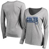 Indianapolis Colts Women's Iconic Collection On Side Stripe Long Sleeve V-Neck T-Shirt Ash - NFL