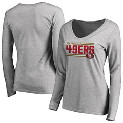 San Francisco 49ers Women's Iconic Collection On Side Stripe Long Sleeve V-Neck T-Shirt Ash - NFL