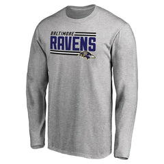 Baltimore Ravens Iconic Collection On Side Stripe Long Sleeve T-Shirt Ash - NFL