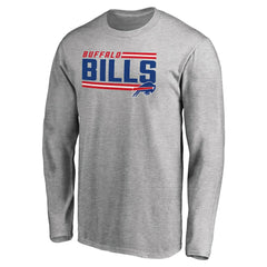 Buffalo Bills Iconic Collection On Side Stripe Long Sleeve T-Shirt Ash - NFL