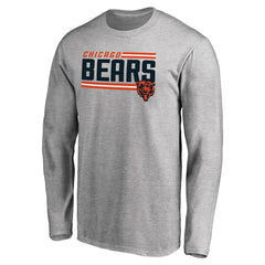 Chicago Bears Iconic Collection On Side Stripe Long Sleeve T-Shirt Ash - NFL