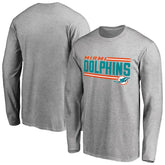 Miami Dolphins Iconic Collection On Side Stripe Long Sleeve T-Shirt Ash - NFL