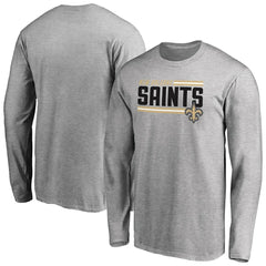 New Orleans Saints Iconic Collection On Side Stripe Long Sleeve T-Shirt Ash - NFL