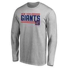 New York Giants Iconic Collection On Side Stripe Long Sleeve T-Shirt Ash - NFL