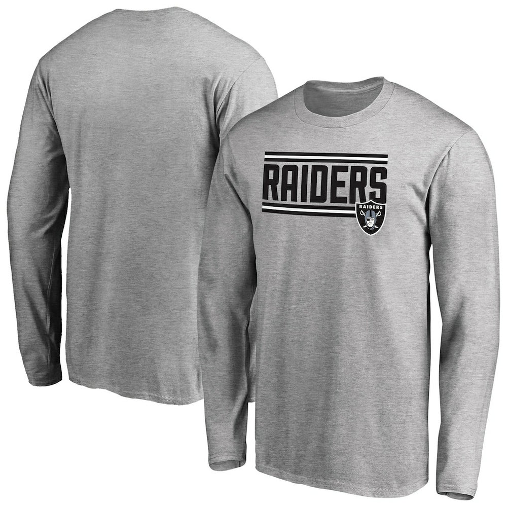 Las Vegas Raiders Iconic Collection On Side Stripe Long Sleeve T-Shirt Ash - NFL
