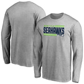 Seattle Seahawks Iconic Collection On Side Stripe Long Sleeve T-Shirt Ash - NFL