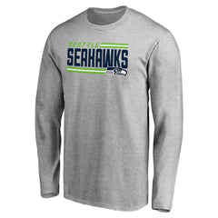 Seattle Seahawks Iconic Collection On Side Stripe Long Sleeve T-Shirt Ash - NFL