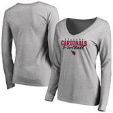 Arizona Cardinals Women's Iconic Collection Script Assist Long Sleeve V-Neck T-Shirt Ash - NFL