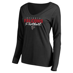 Atlanta Falcons Women's Iconic Collection Script Assist Long Sleeve V-Neck T-Shirt Black - NFL