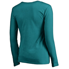 Miami Dolphins Women's Iconic Collection Script Assist Long Sleeve V-Neck T-Shirt Aqua - NFL