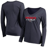 New England Patriots Women's Iconic Collection Script Assist Long Sleeve V-Neck T-Shirt Navy - NFL