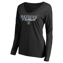 Las Vegas Raiders Women's Iconic Collection Script Assist Long Sleeve V-Neck T-Shirt Black - NFL