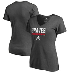 Atlanta Braves Women's Win Stripe V-Neck T-Shirt On Sale